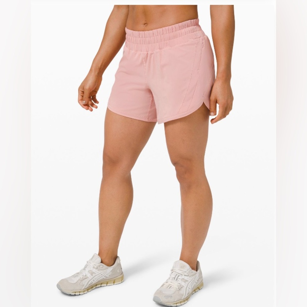Lululemon Track That Mid Rise Shorts, 5” size 10. Adorable pink/peach color 🩷